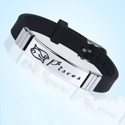 12  Zodiac Sign Bracelet for Men Women Stainless Steel Clasps Zodiac Silicone Bracelet Men Women Couple Bracelets