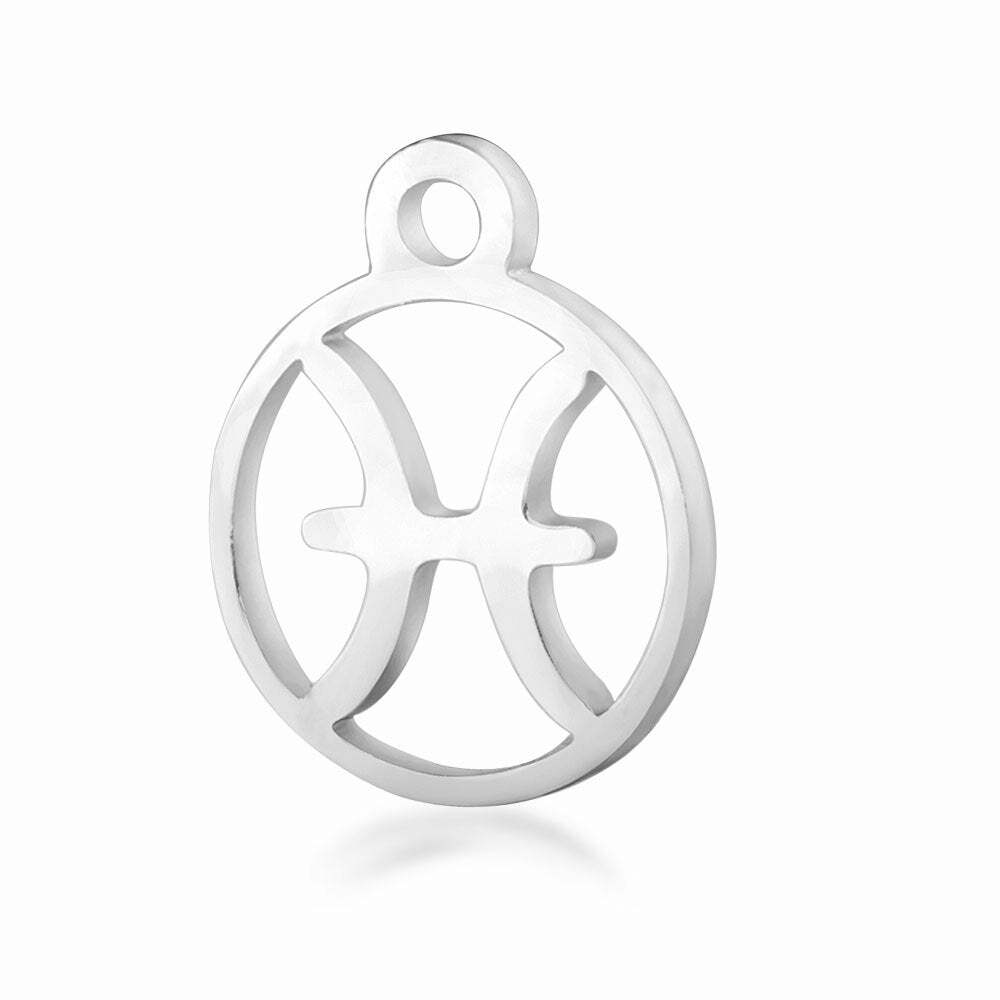 10pcs/lot Stainless Steel Laser Cutting 12 Zodiac Sign Charms Horoscope Icon DIY Metal Pendant for Jewelry Making