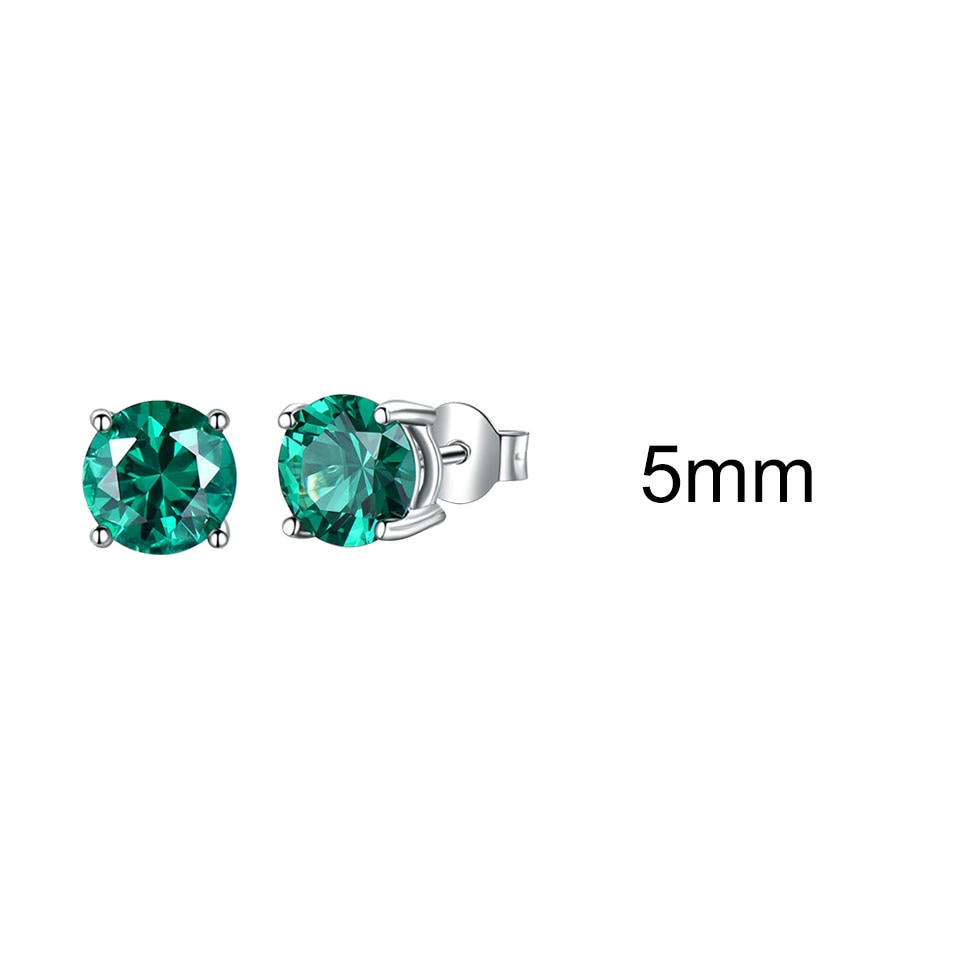 UMCHO Solid 925 Sterling Silver Emerald Gemstone Stud Earrings for Women Engagement Wedding Valentine's Day Gift Classic Jewelry