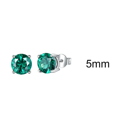 UMCHO Solid 925 Sterling Silver Emerald Gemstone Stud Earrings for Women Engagement Wedding Valentine's Day Gift Classic Jewelry