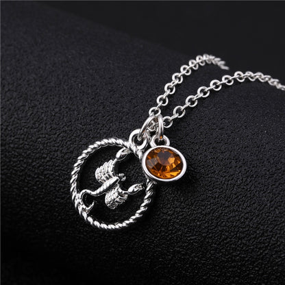 Skyrim Twelve Constellations Charm Necklace For Women Girl Zodiac Signs Jewelry Astrology Chokers Necklace Cancer Virgo Pisces