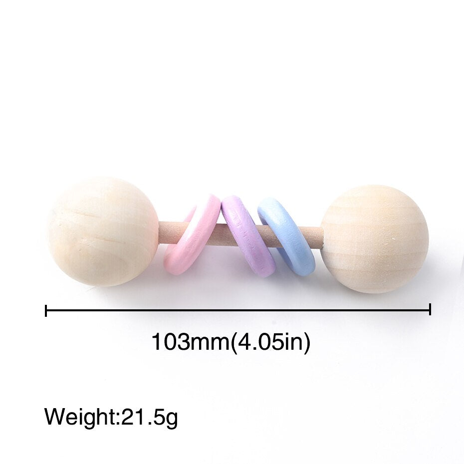 1PC Wooden Teether Rattle Montessori Activity Gym Toys Wooden Blank Ring Teething Toys Baby Nursing Gifts Toys Children'S Goods