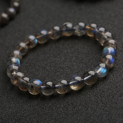 Natural AAA Grey Labradorite Stone Bracelet Rainbow Light Beads Bracelets Handmade DIY Jewelry for Woman Men Gift