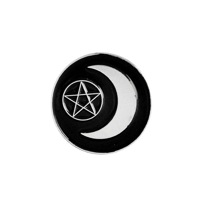 Punk Trendy WITCH kitty enamel pin triple moon pentacle brooch circular WITCH DO IT BETTER badge tarot card cross coffin jewelry