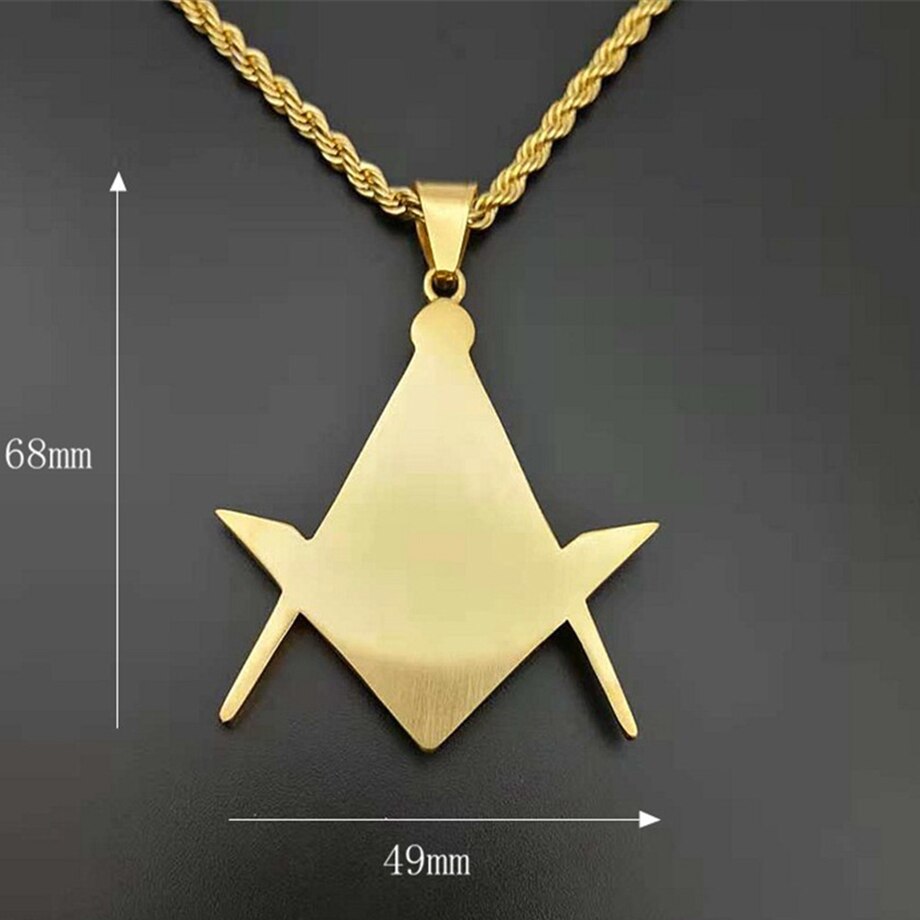 Drop Shipping Hip Hop Iced Out Masonic All-seeing Eye Pendant Necklace Chain Gold Color Stainless Steel Freemason Mason Jewelry