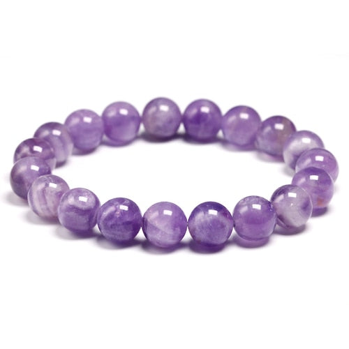 Natural Dream Amethysts Quartz Energy Light Purple GemStone Bracelet Women Beaded Stretch Bracelet Energy Gift Jewelry