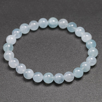 Natural Aquamarine Bracelet Single Circle Bracelet Men Women Jewelry 6 8 10mm Beads Romantic Casual Gemstone Yoga Bracelet