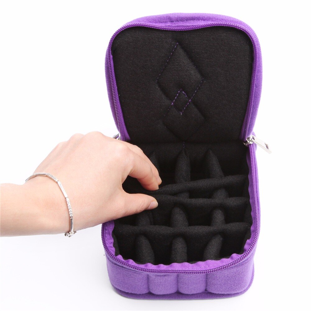 16 Bottles For 10ML and 15ML Essential Oils Bag for Traveling Sturdy Double Zipper Essential Oil Carrying Case Varnishes Boxes