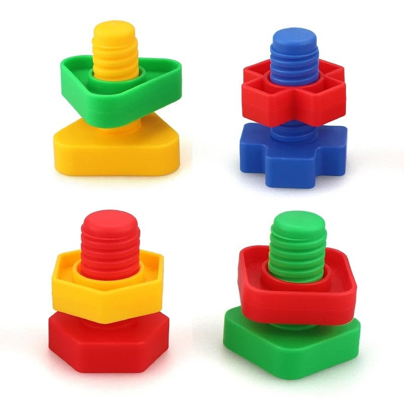 5 Set Screw building blocks plastic insert blocks nut shape toys for children Educational Toys montessori scale models