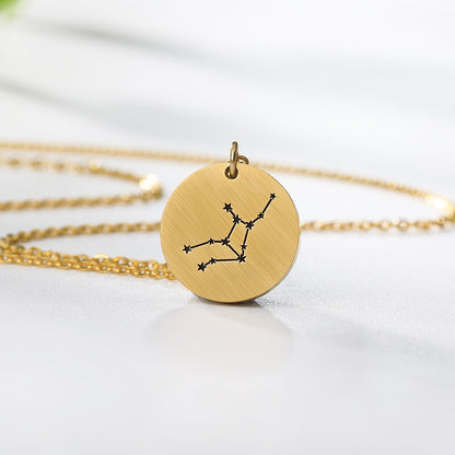 Constellation Jewelry Daisies Zodiac Necklace Women Stainless Steel Virgo Libra Scorpio Sagittarius Capricorn Aquarius Collares