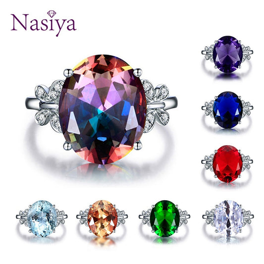 Fashion Multicolor Gemstone Wedding Rings High Quality Spine Ring For Sale Women&#39;s Silver 925 Jewelry Ring Size 5-10 7 Colors