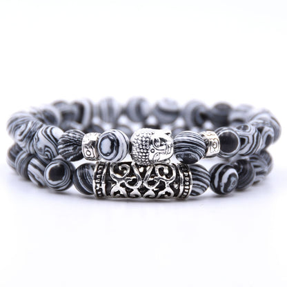 NCRORCN Men Women Beads Bracelet Beaded Black Lava Stone Prayer Beads Buddha Bracelet sets for Women and Mens Pulseras