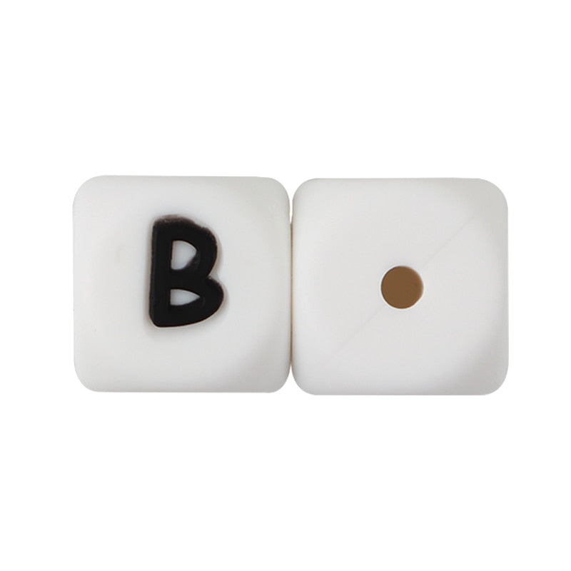 BOBO.BOX 10pcs 12mm Letter Silicone Beads English Alphabe Beads Food Grade Silicone Chewing Beads DIY Baby Teething Toys Pendant