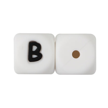 BOBO.BOX 10pcs 12mm Letter Silicone Beads English Alphabet Beads Food Grade Silicone Chewing Beads DIY Baby Teething Toys Pendant