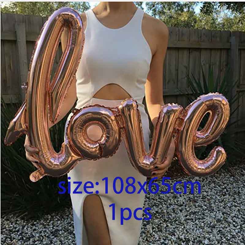 MMQWEC 1pc Red Love Balloons Love Foil Letters Balloon I Love You Heart Baloon Valentine&#39;s Day Marriage Wedding Party Decoration