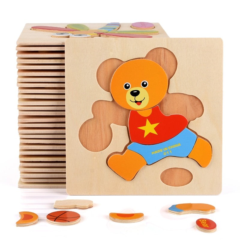 Wooden Montessori Puzzle Sorting Math Animals Fruit Bricks Preschool Learning Educational Game Baby Toddler Jigsaw Puzzles Toys