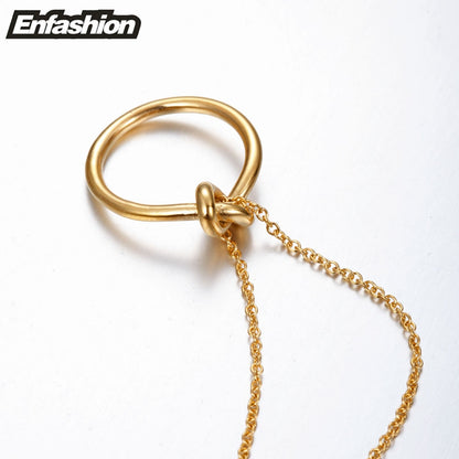 Enfashion Classic Knot Pendants Necklaces Stainless Steel Gold color Choker Necklace For Women Long Chain Jewelry Collier