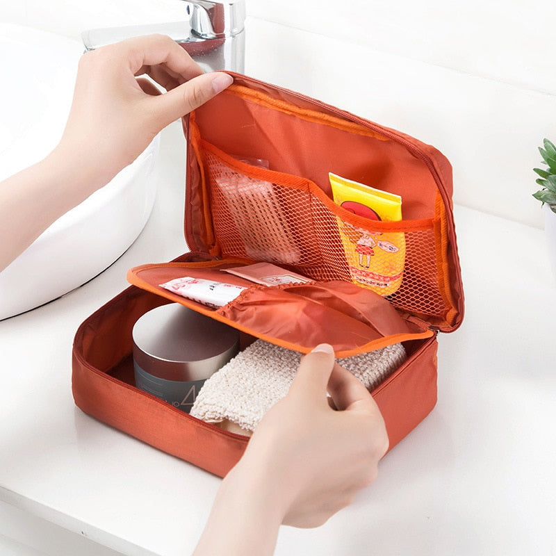 Aosbos Women Waterproof Cosmetic MakeUp Bag Nylon Zipper Travel Wash Pouch Organizer for Toiletries Toiletry Kit Storage Pouch