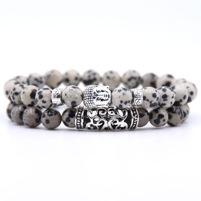 NCRORCN Men Women Beads Bracelet Beaded Black Lava Stone Prayer Beads Buddha Bracelet sets for Women and Mens Pulseras