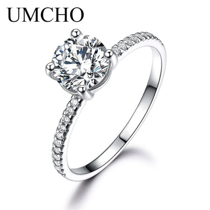 UMCHO Created Sky Blue Topaz Gemstone 925 Sterling Silver Rings for Women Wedding Bands Engagement Gift Fine Jewelry Party Gift