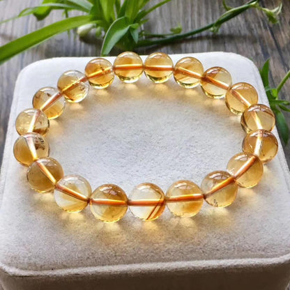 Genuine Natural Citrine Yellow Gemstone Round Beads Bracelet 8mm 9mm 10mm 11mm 12mm Brazil Wealthy Stone Women Men AAAAA