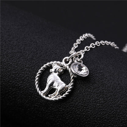 Skyrim Twelve Constellations Charm Necklace For Women Girl Zodiac Signs Jewelry Astrology Chokers Necklace Cancer Virgo Pisces