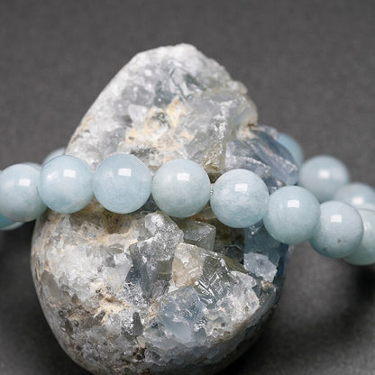 Natural Aquamarine Bracelet Single Circle Bracelet Men Women Jewelry 6 8 10mm Beads Romantic Casual Gemstone Yoga Bracelet