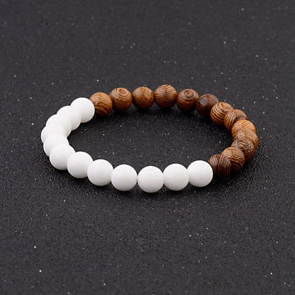 8mm New Natural Wood Beads Bracelets Men Black Ethinc Meditation White Bracelet Women Prayer Jewelry Yoga Bracelet Homme