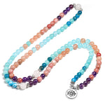 Apatite With Rhodochrosite Natural Stone Meditation Mala 108 Beads Handmade Yoga Bracelet Women Men Charm Jewelry