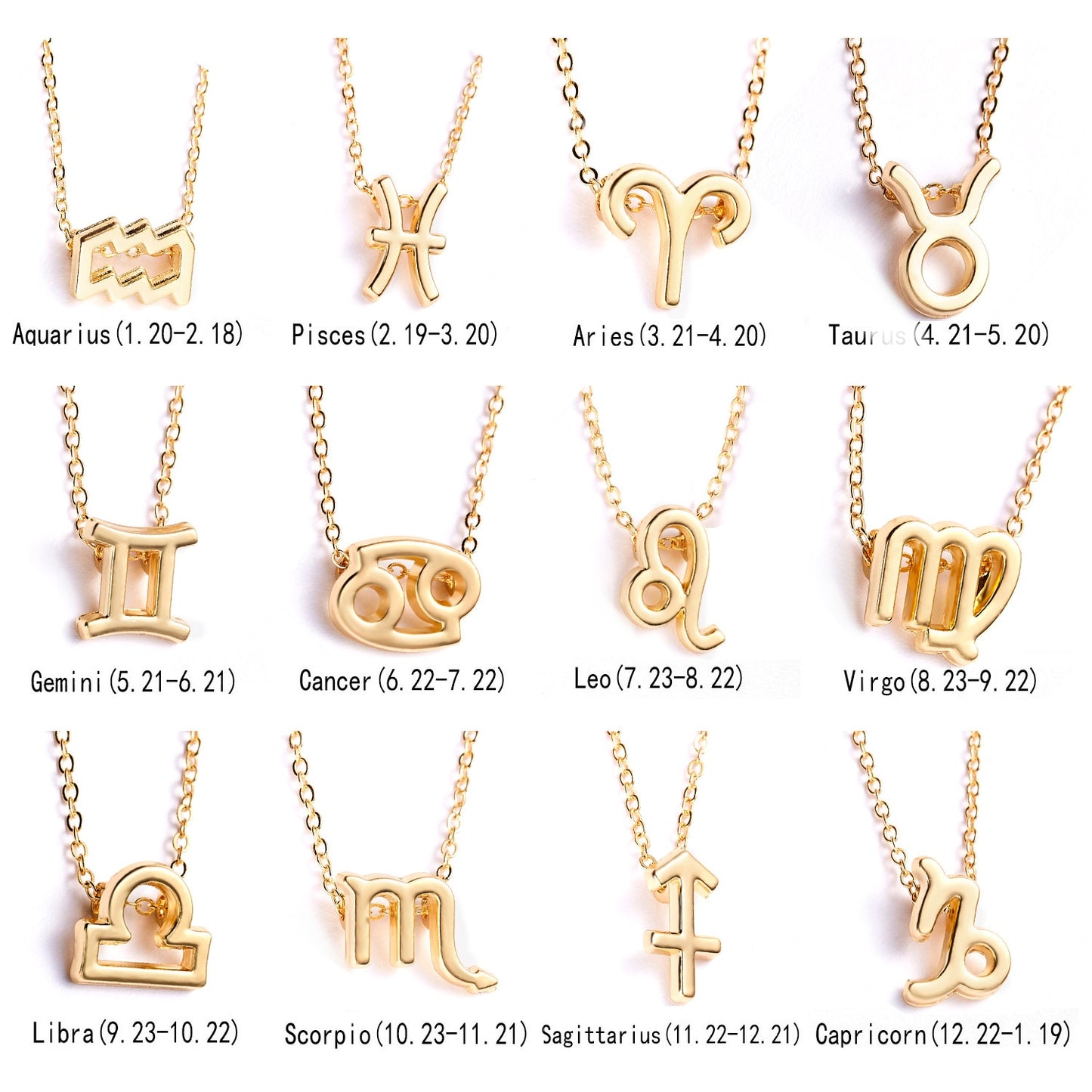 Female Elegant Star Zodiac Sign 12 Constellation Necklaces Pendant Gold Color Chain Choker Necklaces for Women Jewelry Cardboard