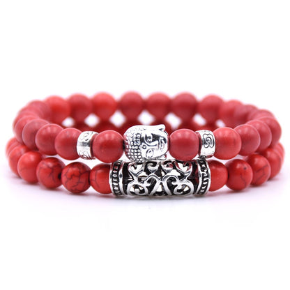 NCRORCN Men Women Beads Bracelet Beaded Black Lava Stone Prayer Beads Buddha Bracelet sets for Women and Mens Pulseras