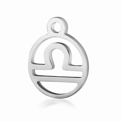 10pcs/lot Stainless Steel Laser Cutting 12 Zodiac Sign Charms Horoscope Icon DIY Metal Pendant for Jewelry Making