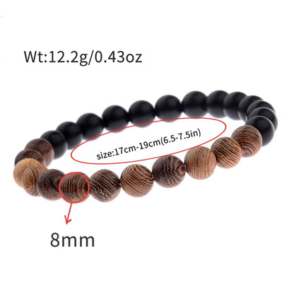 8mm New Natural Wood Beads Bracelets Men Black Ethinc Meditation White Bracelet Women Prayer Jewelry Yoga Bracelet Homme