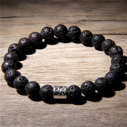 Men 12 constellations Zodiac Natural Volcanic Lava Stone beads Diffuser Charm Bracelet Man Woman Jewelry black lava bracelets