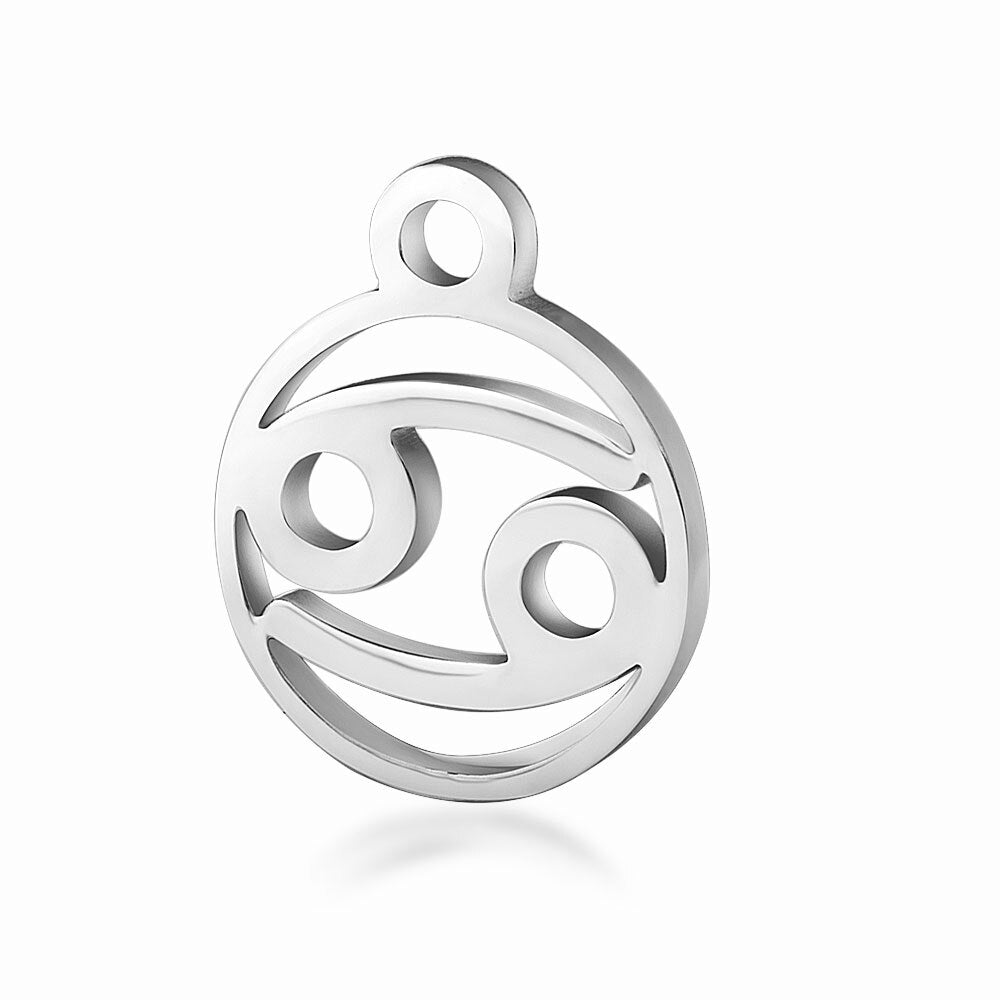 10pcs/lot Stainless Steel Laser Cutting 12 Zodiac Sign Charms Horoscope Icon DIY Metal Pendant for Jewelry Making