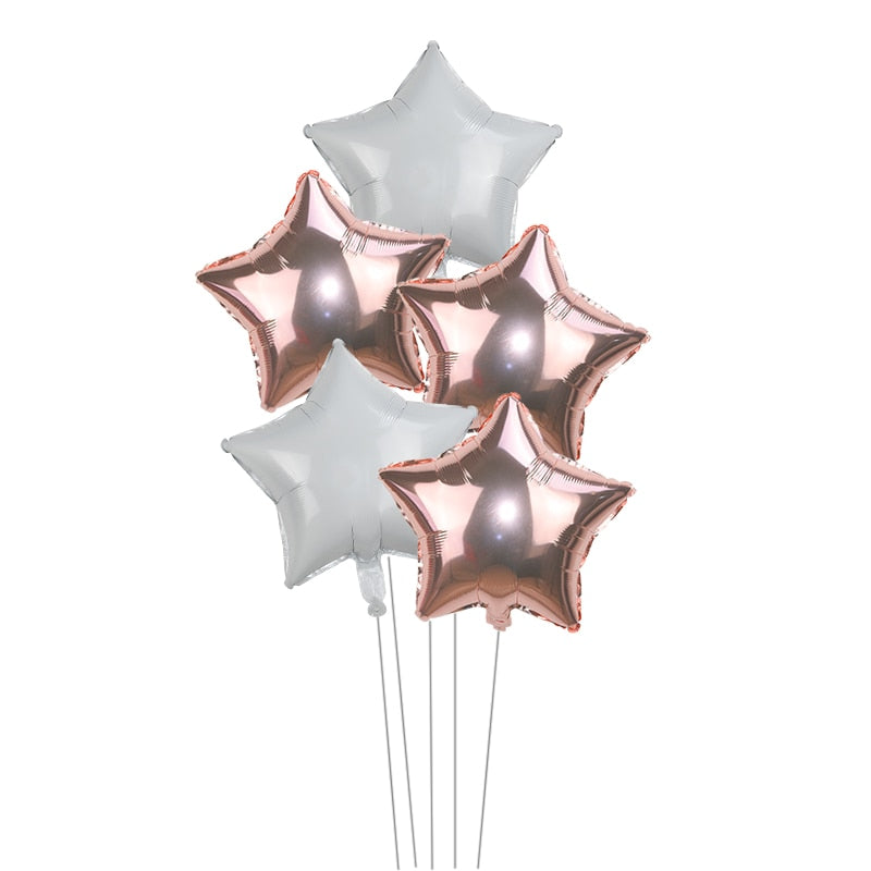 5Pcs 18inch Gold Silver Foil Star Balloon Wedding Balloons Decoration Baby Shower Children&#39;s Kids Birthday Party Balloons Globos