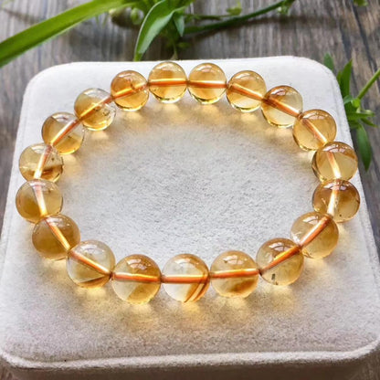 Genuine Natural Citrine Yellow Gemstone Round Beads Bracelet 8mm 9mm 10mm 11mm 12mm Brazil Wealthy Stone Women Men AAAAA