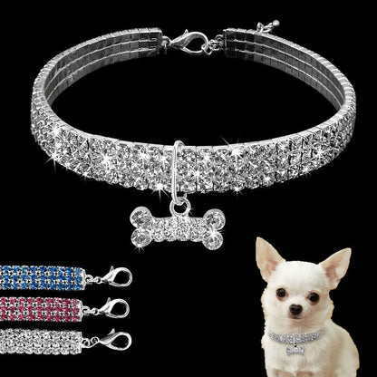 Bling Rhinestone Dog Collar Crystal Puppy Chihuahua Pet Dog Collars Leash For Small Medium Dogs Mascotas Accessories SML Pink