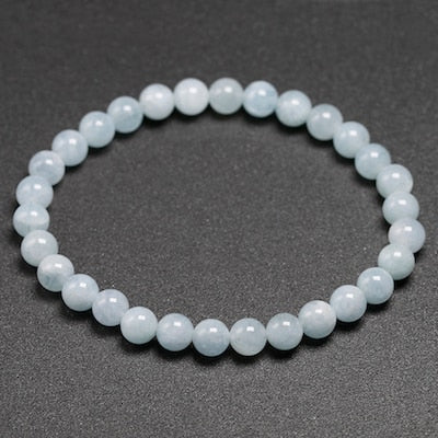 Natural Aquamarine Bracelet Single Circle Bracelet Men Women Jewelry 6 8 10mm Beads Romantic Casual Gemstone Yoga Bracelet