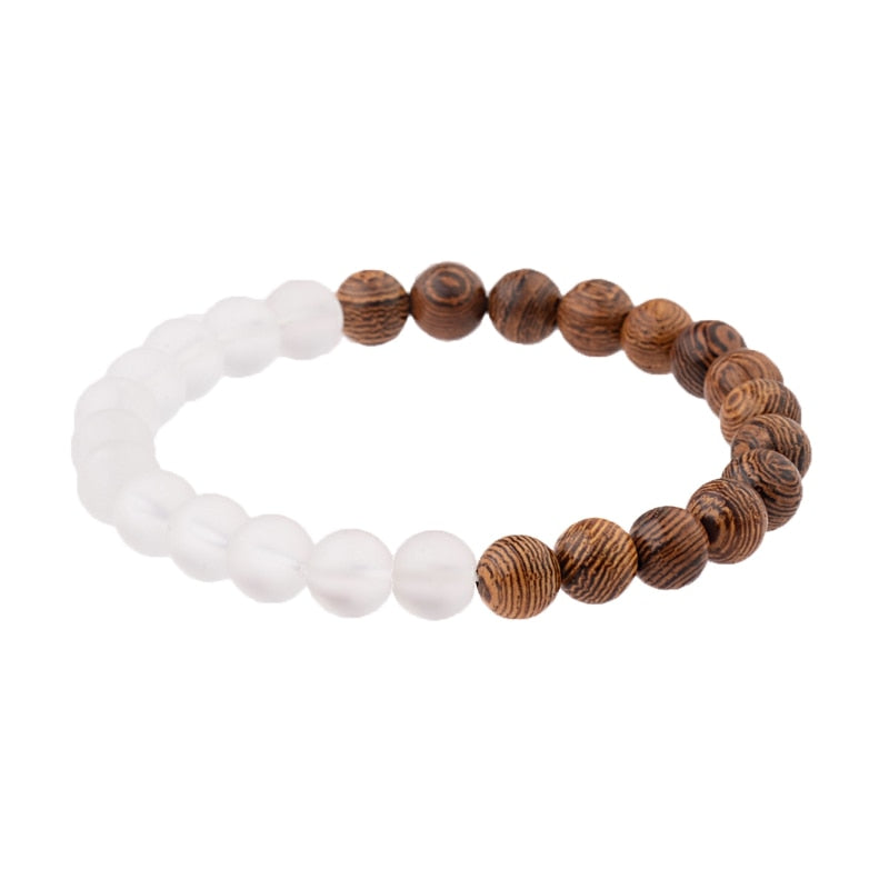 8mm New Natural Wood Beads Bracelets Men Black Ethinc Meditation White Bracelet Women Prayer Jewelry Yoga Bracelet Homme