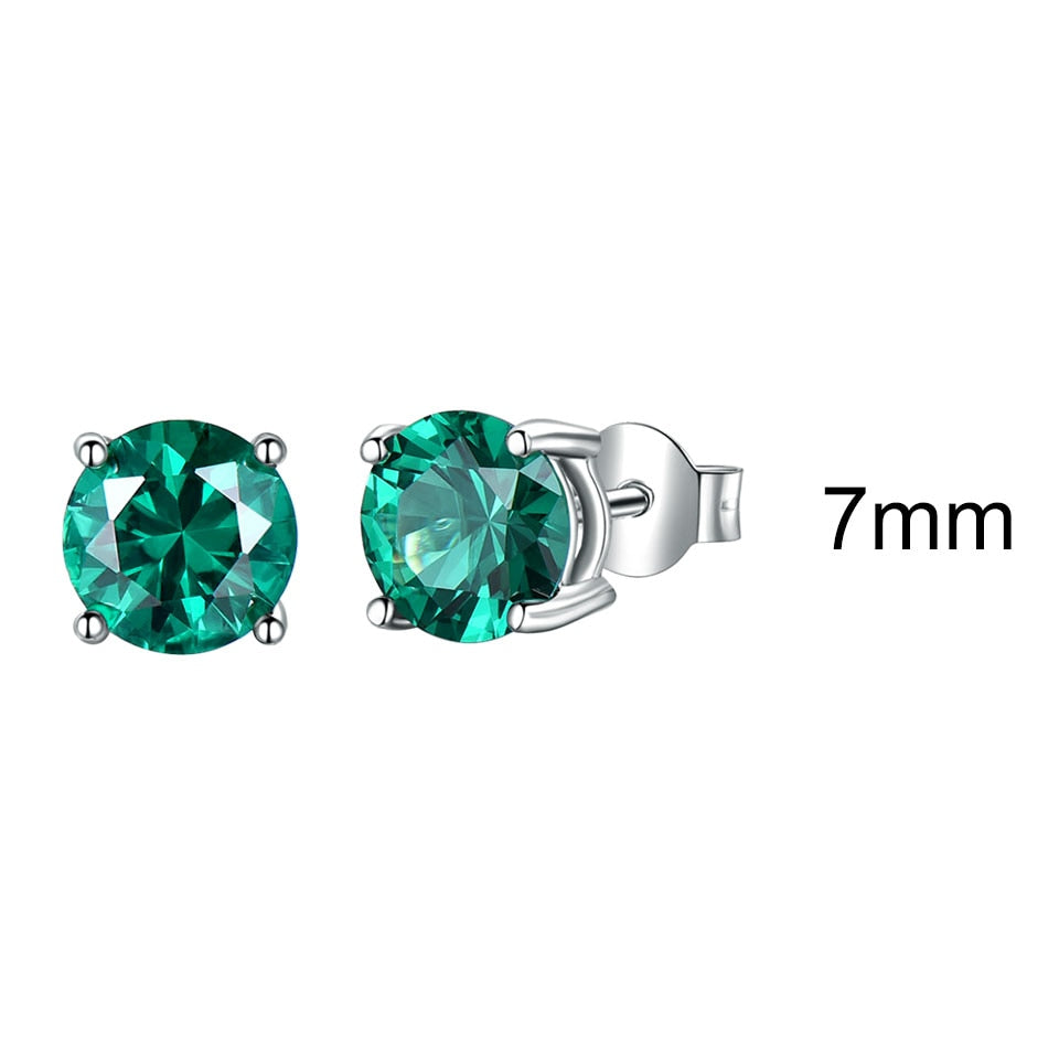 UMCHO Solid 925 Sterling Silver Emerald Gemstone Stud Earrings for Women Engagement Wedding Valentine's Day Gift Classic Jewelry