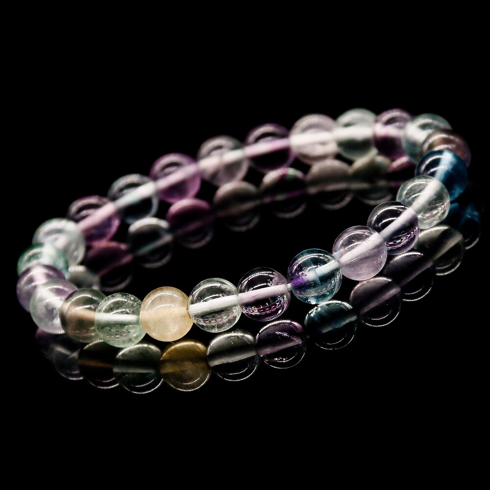 Aurora AAA+ Rainbow Color Fluorite Round Shape Beads Natural Stone Beads For Jewelry Ombre Bracelet Women Meditation Yoga