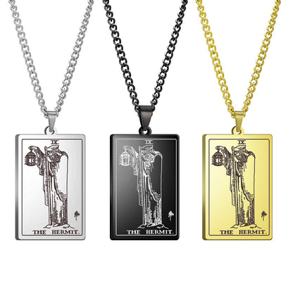 Dawapara Vintage Tarot Card Necklace The Major Arcana Pagan Astrology Talisman Pendants Necklace Stainless Steel Jewelry