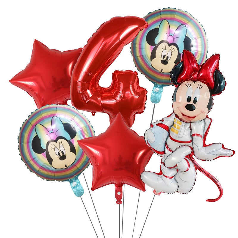 6Pcs Disney Minnie Foil Balloons Set Mickey Mouse Balloon Birthday Party Decoration Baby Shower Kids Toy Air Globos Supplies