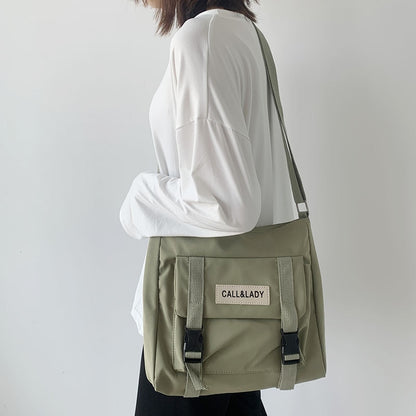 Fashion Classic Simple Messenger Bag Women's South Korea Chic Postman Bag Lady Student Nylon Waterproof Canvas Schoolbag