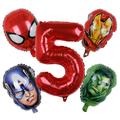 1set 3D Big Spider Super Hero Man Mylar Foil Balloon Number Foil Balloons Birthday Party Decoration Supplies Children's Gifts