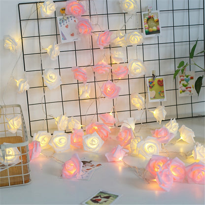 USB/Battery Operated 10/20/40 LED Rose Flower String Lights Artificial Flower Bouquet Garland for Valentine's Day Wedding Party