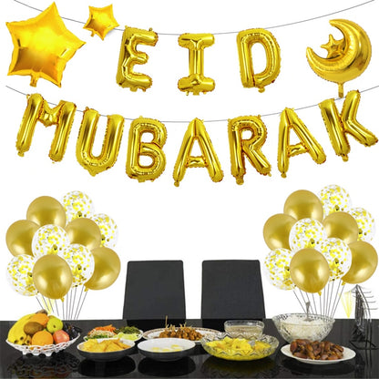 39pcs/Set 16inch Eid Mubarak Decor Ballon Ramadan Mubarak Decoration Eid Al Adha Stickers Decoration Aid Moubarak 2022 Balloon