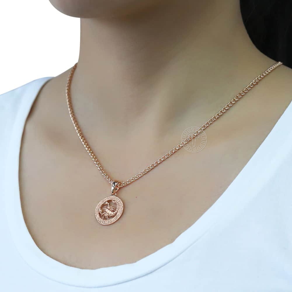 Frauen Männer Skorpion Sternzeichen Halskette 585 Rose Gold Farbe Anhänger Halskette Mode Schmuck Geschenke Großhandel GP278D