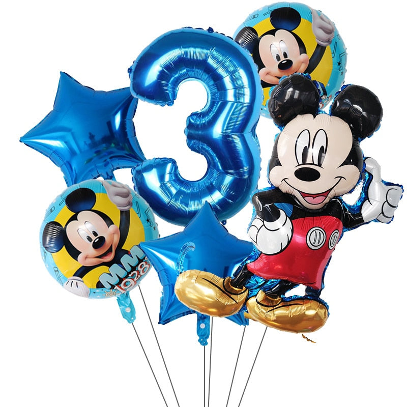 6Pcs Disney Minnie Foil Balloons Set Mickey Mouse Balloon Birthday Party Decoration Baby Shower Kids Toy Air Globos Supplies